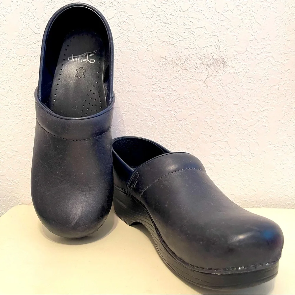 Dankso Clogs Shoes Black Leather Size 40 - Picture 1 of 11
